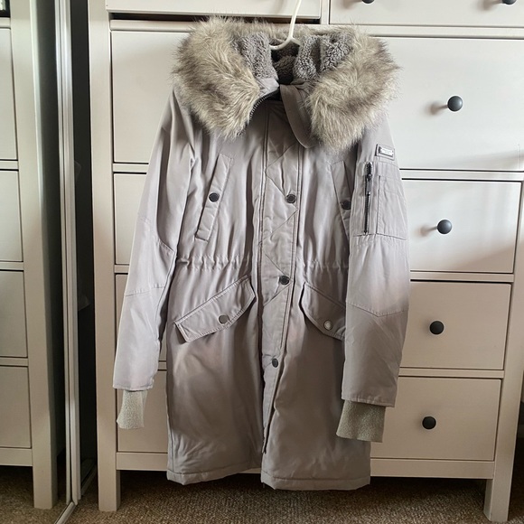 Grey Winter Parka Coat BCBG - Picture 2 of 2